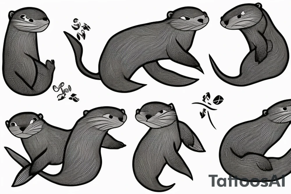 Pair of otters tattoo idea