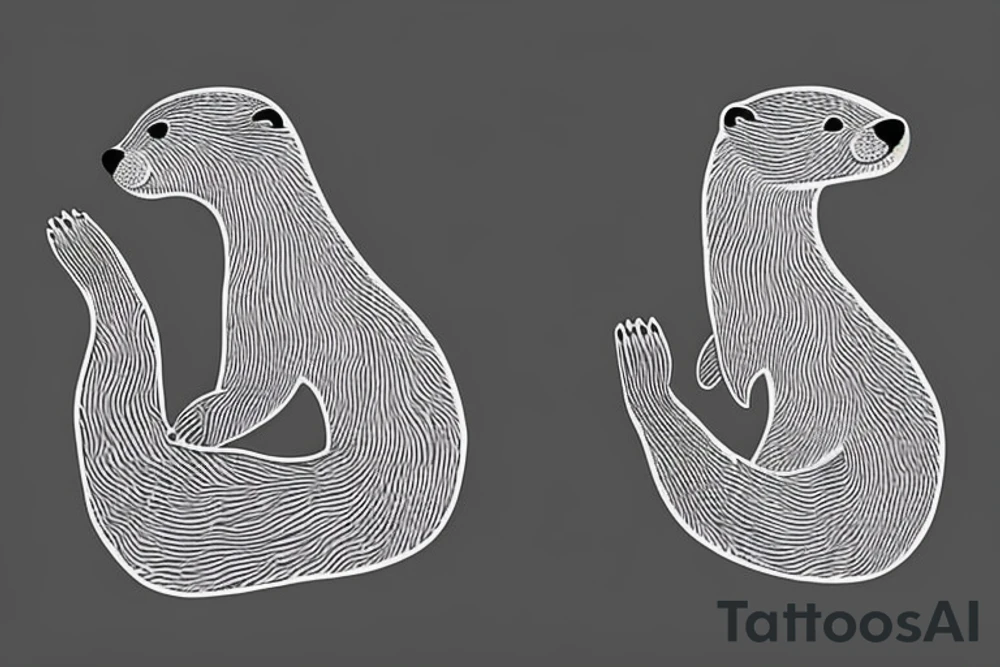 pair of otters holding hands floating tattoo idea