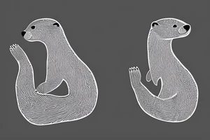 pair of otters holding hands floating tattoo idea