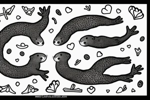 pair of otters holding hands floating tattoo idea