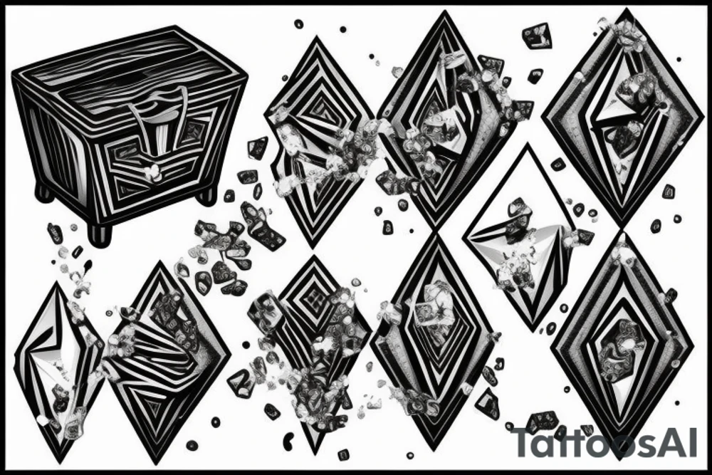 Diamonds falling out of a chest tattoo idea