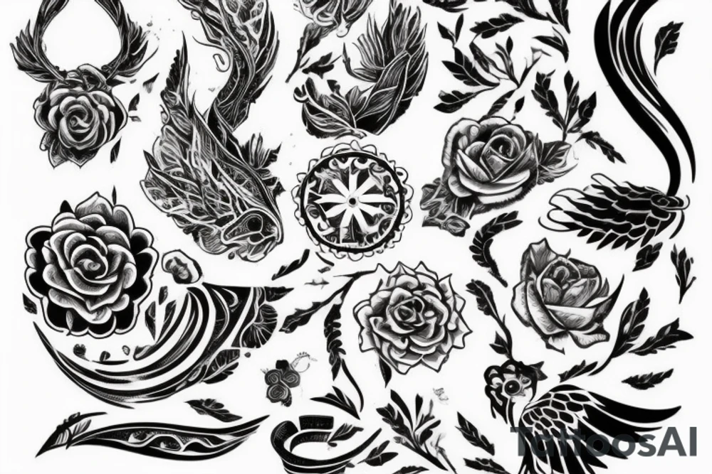 Демонический кот с рогами и оскалом tattoo idea