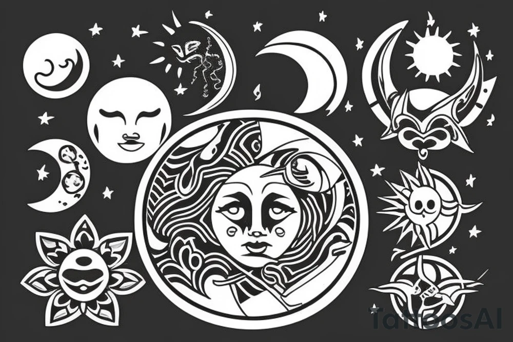 sun and moon tattoo idea