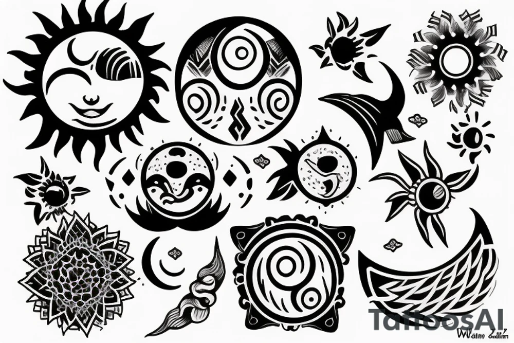 sun and moon tattoo idea