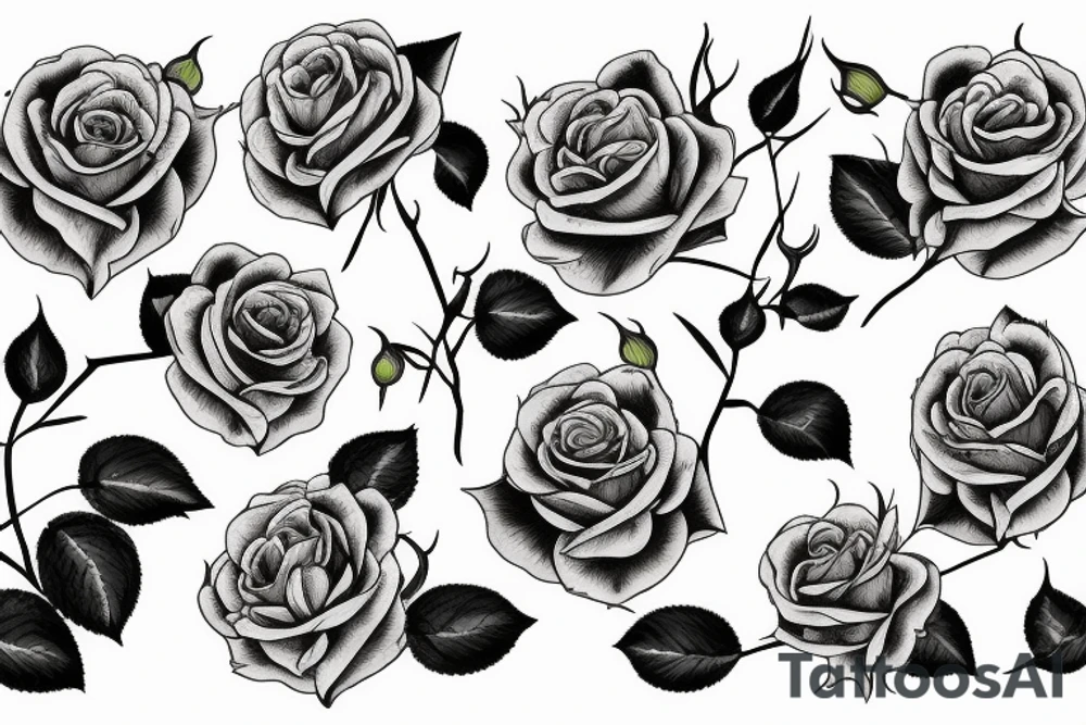 Spary painted Rose with the newyork in the background overgrown wrapped in vines tattoo idea