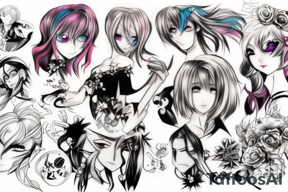 colorfull anime tattoo idea