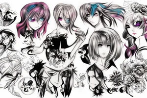 colorfull anime tattoo idea