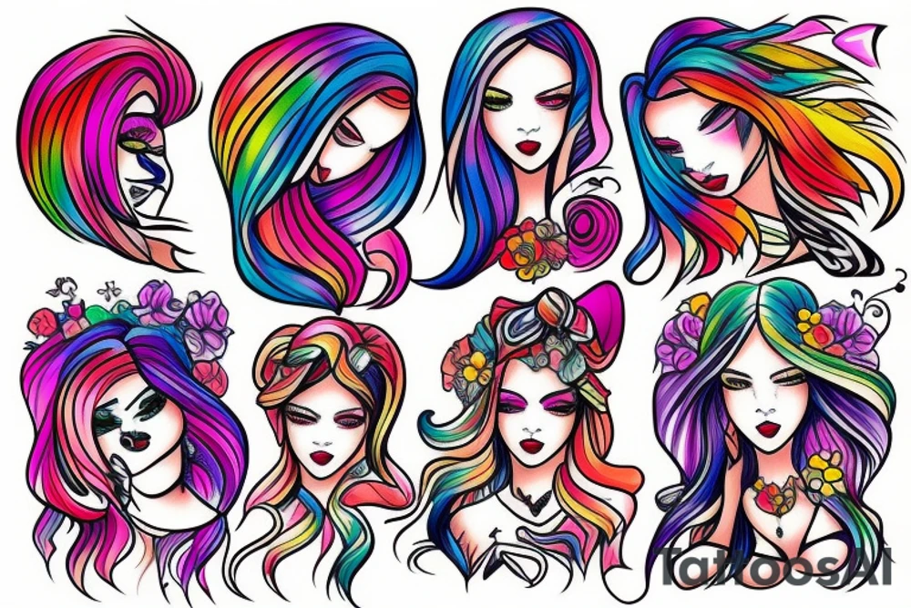 colorfull girl tattoo idea