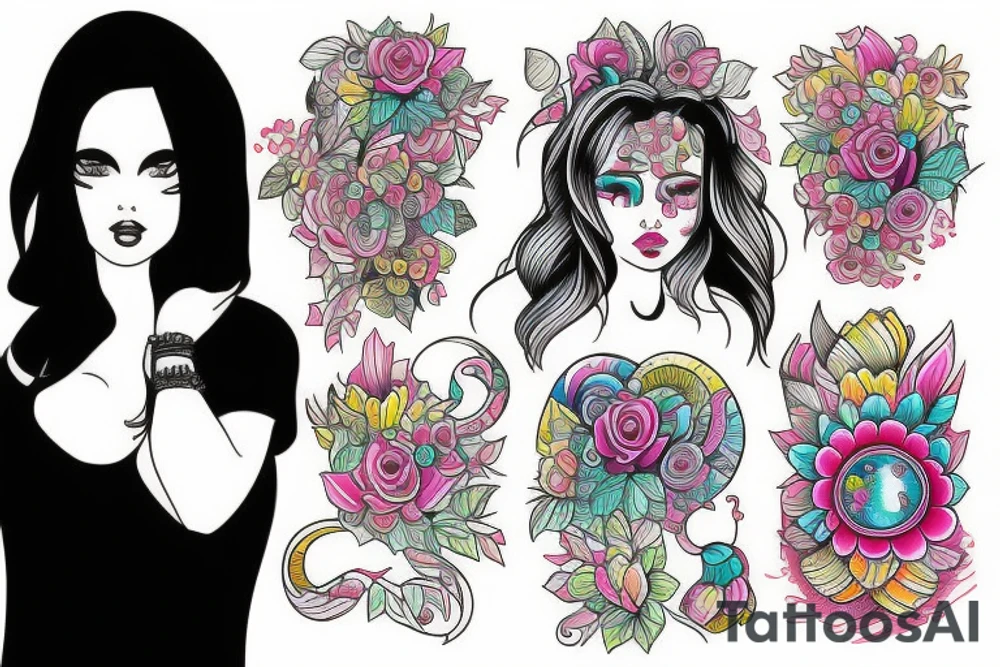 colorfull girl tattoo idea