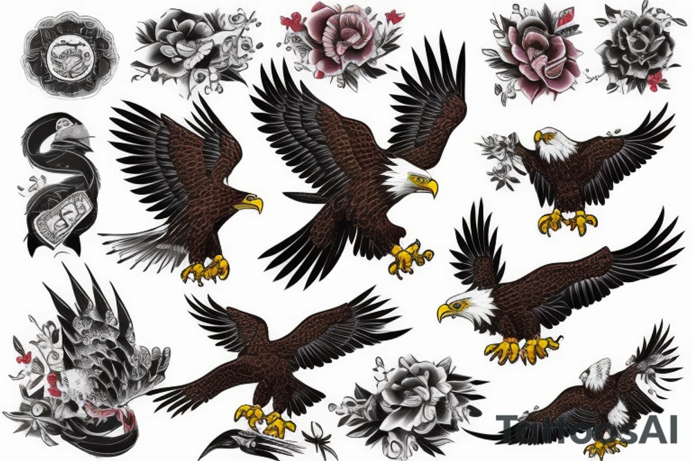 Eagle fights with smake tattoo idea