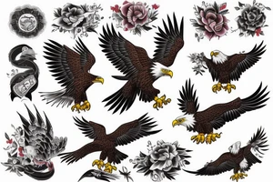 Eagle fights with smake tattoo idea