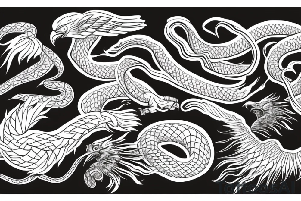 Eagle fights with snake tattoo idea
