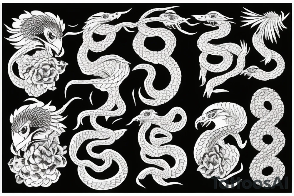 Eagle fights with snake tattoo idea