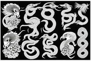 Eagle fights with snake tattoo idea
