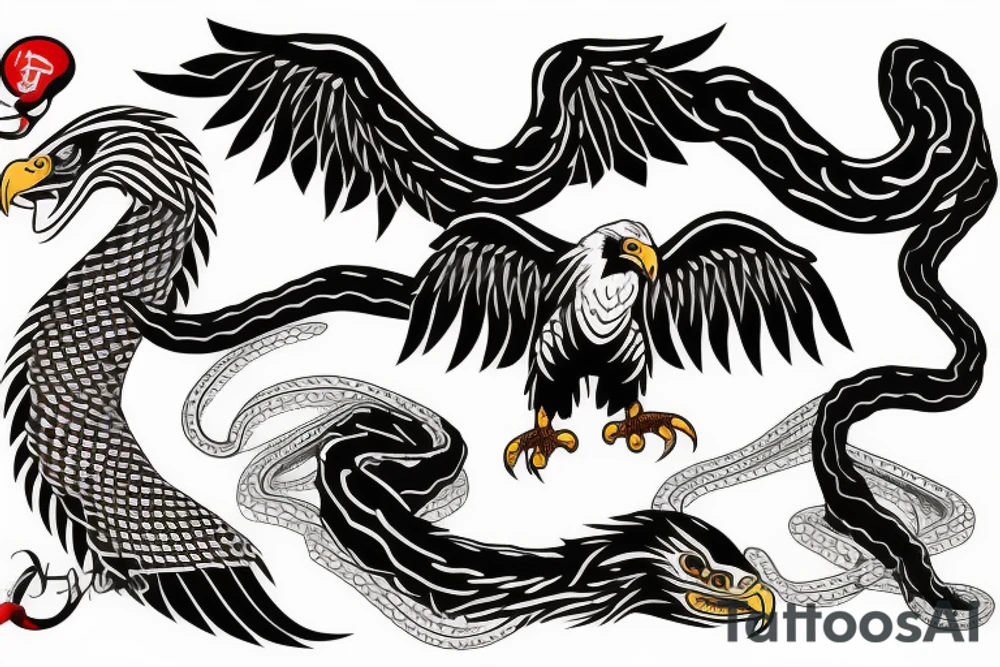 Eagle fights with snake tattoo idea