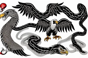 Eagle fights with snake tattoo idea