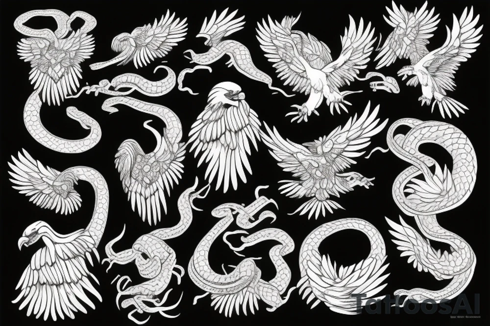 Eagle fights with snake tattoo idea
