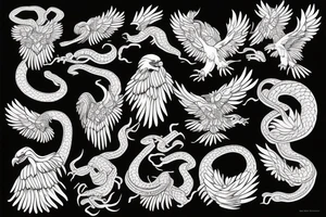 Eagle fights with snake tattoo idea