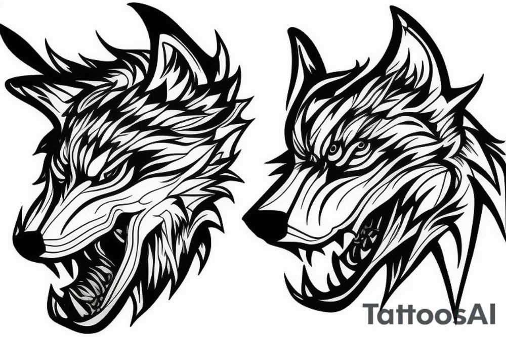 Fenrir wolf head tattoo idea