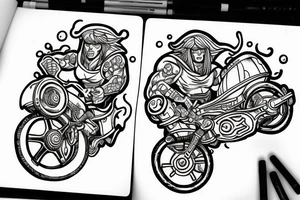 heman on a one wheel board tattoo idea