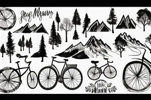mountains and trees, bike, run tattoo idea