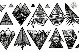 mountains with trees, diamond shape tattoo idea