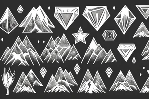 mountains with trees, diamond shape tattoo idea