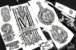 Roman numerals with the date 02/26/2018 with the name Athena going through it tattoo idea