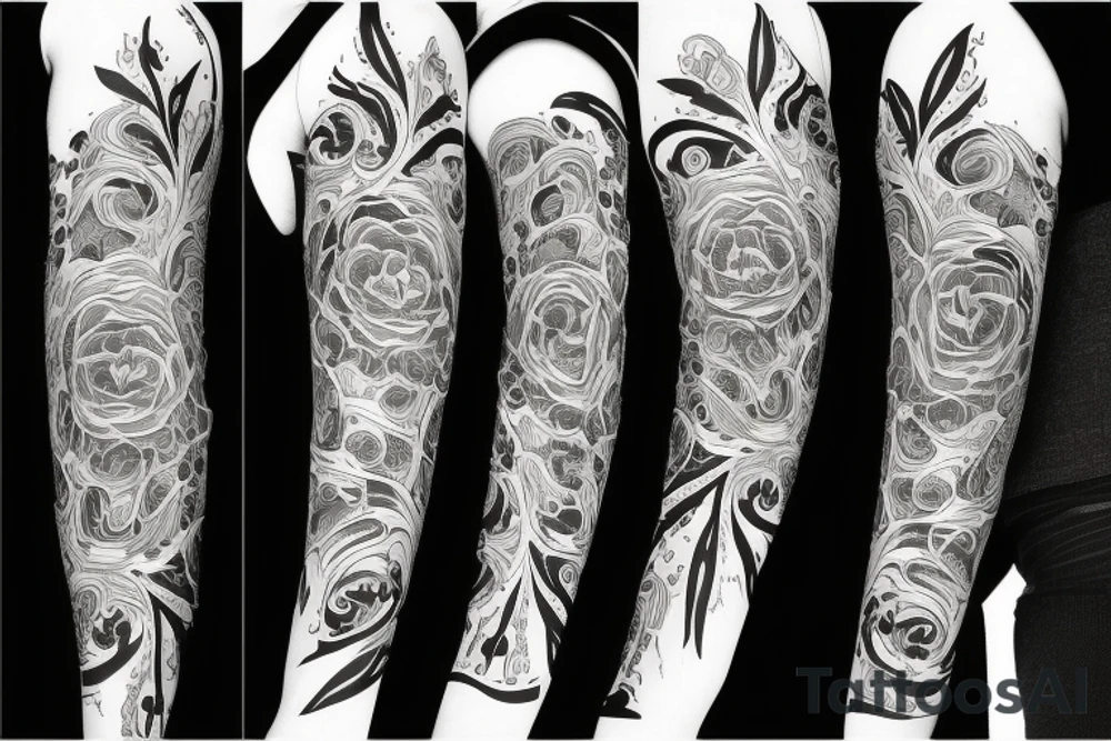 field of different type of flowers that wrap around the whole arm tattoo idea