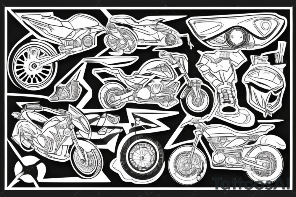 Motorbike and ski tattoo idea