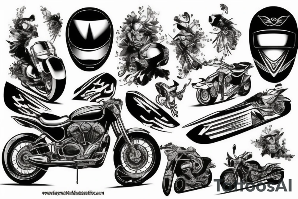 Motorbike and ski tattoo idea