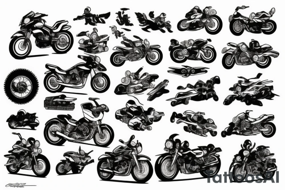 Motorbike and ski tattoo idea