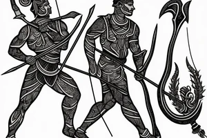 Word ARJUN with bow and arrow tattoo idea