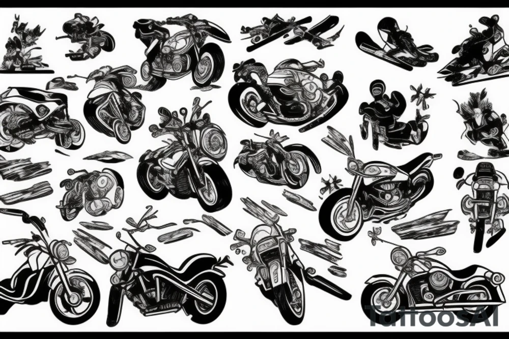 Motorbike and ski tattoo idea