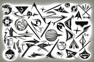 Bow and arrow pointing towards globe tattoo idea