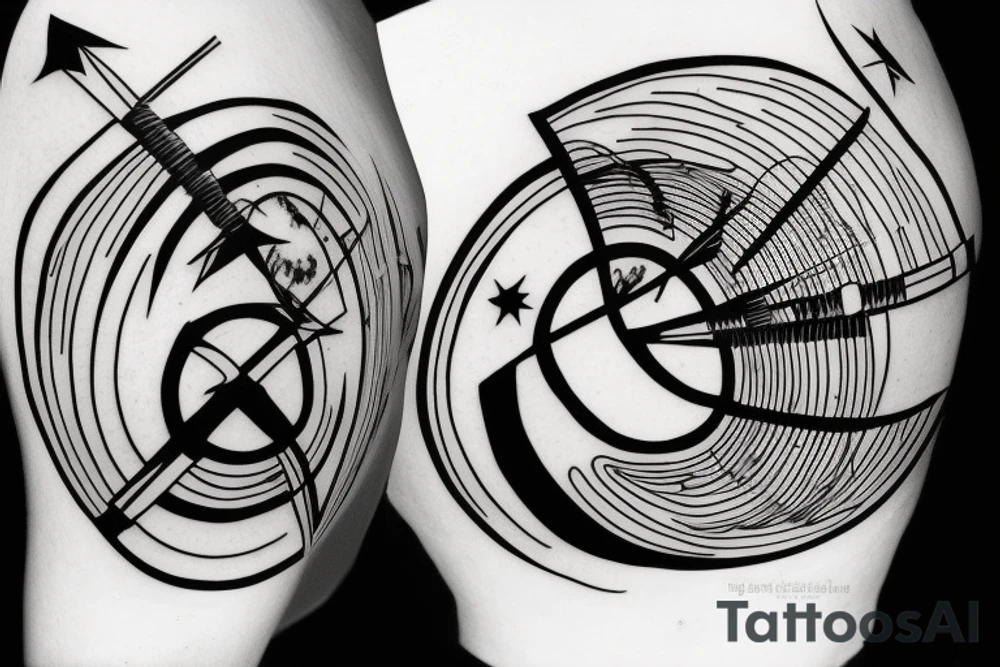 Bow and arrow aiming towards globe tattoo idea