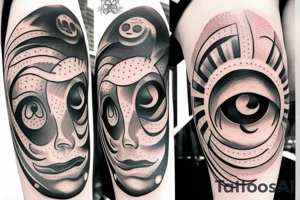 Sun with a female face, detail, moon, sun rays tattoo idea Sun with a female face, detail, moon, sun rays tattoo idea