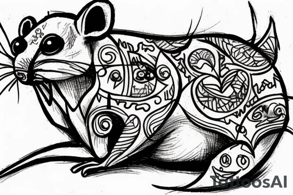 Rat with one red eye tattoo idea