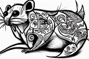 Rat with one red eye tattoo idea
