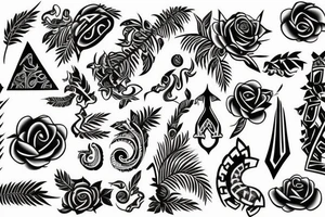 Polynesian tribal with black and grey rose tattoo idea