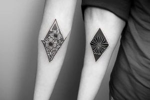 Flowers coming out of a square with a triangle tattoo idea