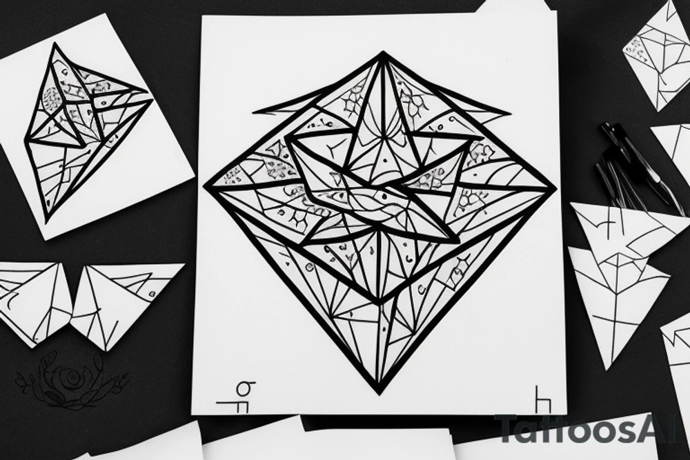 Flowers coming out of a square with a triangle tattoo idea