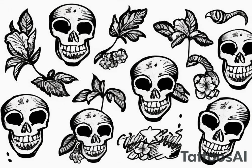 Skeleton with hawaiian shirt on a beach tattoo idea