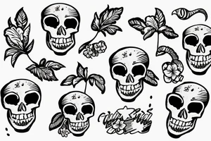 Skeleton with hawaiian shirt on a beach tattoo idea