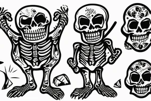 Skeleton with hawaiian shirt on a beach tattoo idea