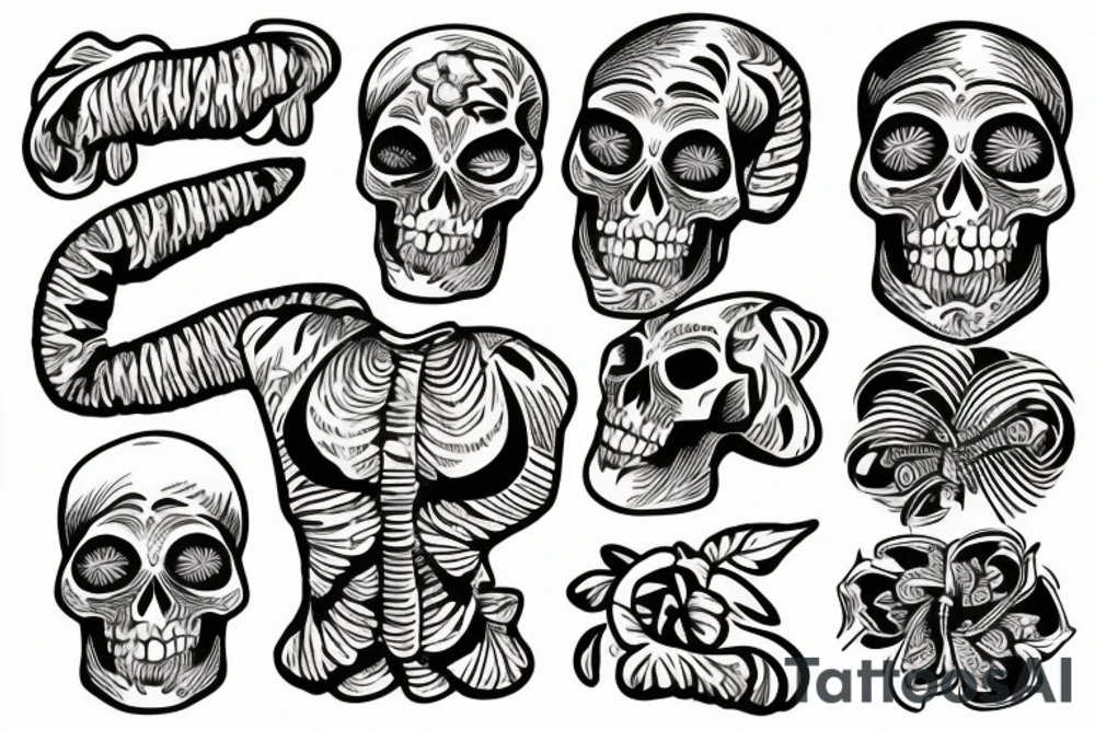 Skeleton with hawaiian shirt on a beach tattoo idea