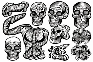 Skeleton with hawaiian shirt on a beach tattoo idea