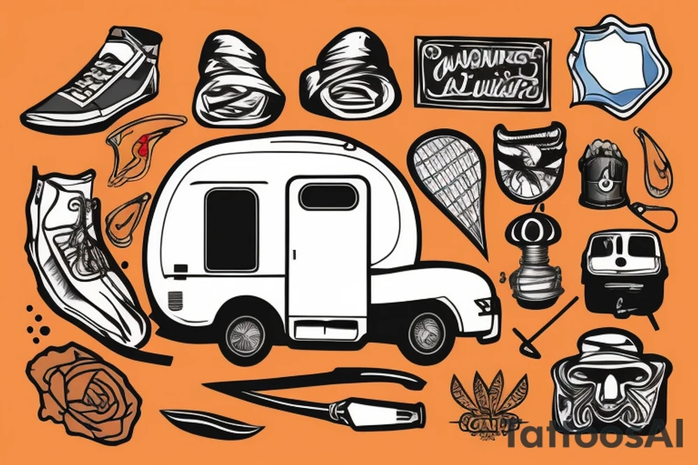 Camper in wilderness tattoo idea