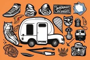 Camper in wilderness tattoo idea