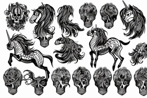 Skeleton unicorn tattoo idea